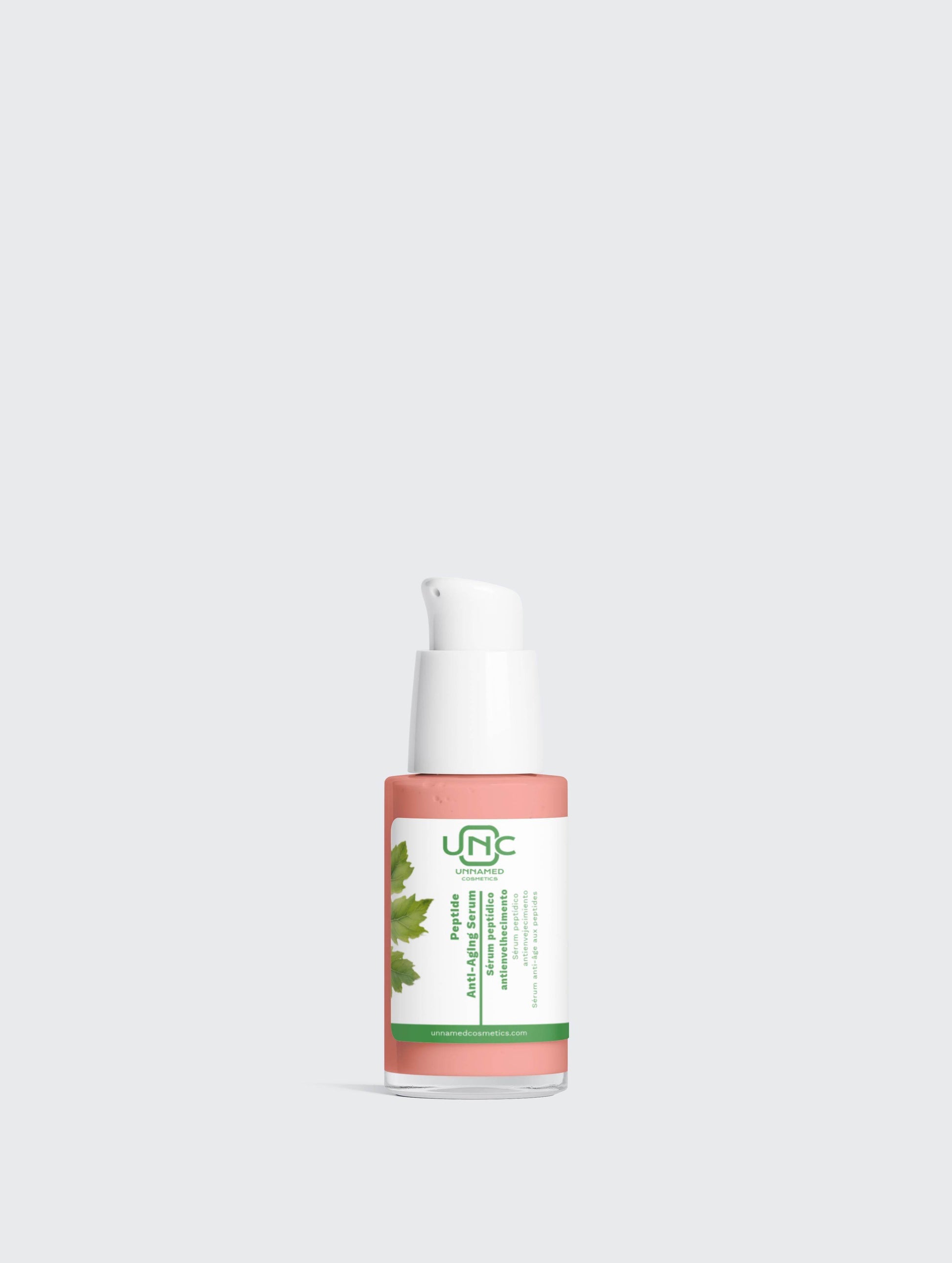 Sérum antienvelhecimento com peptídeos em frasco prático da Unnamed Cosmetics para rejuvenescimento da pele