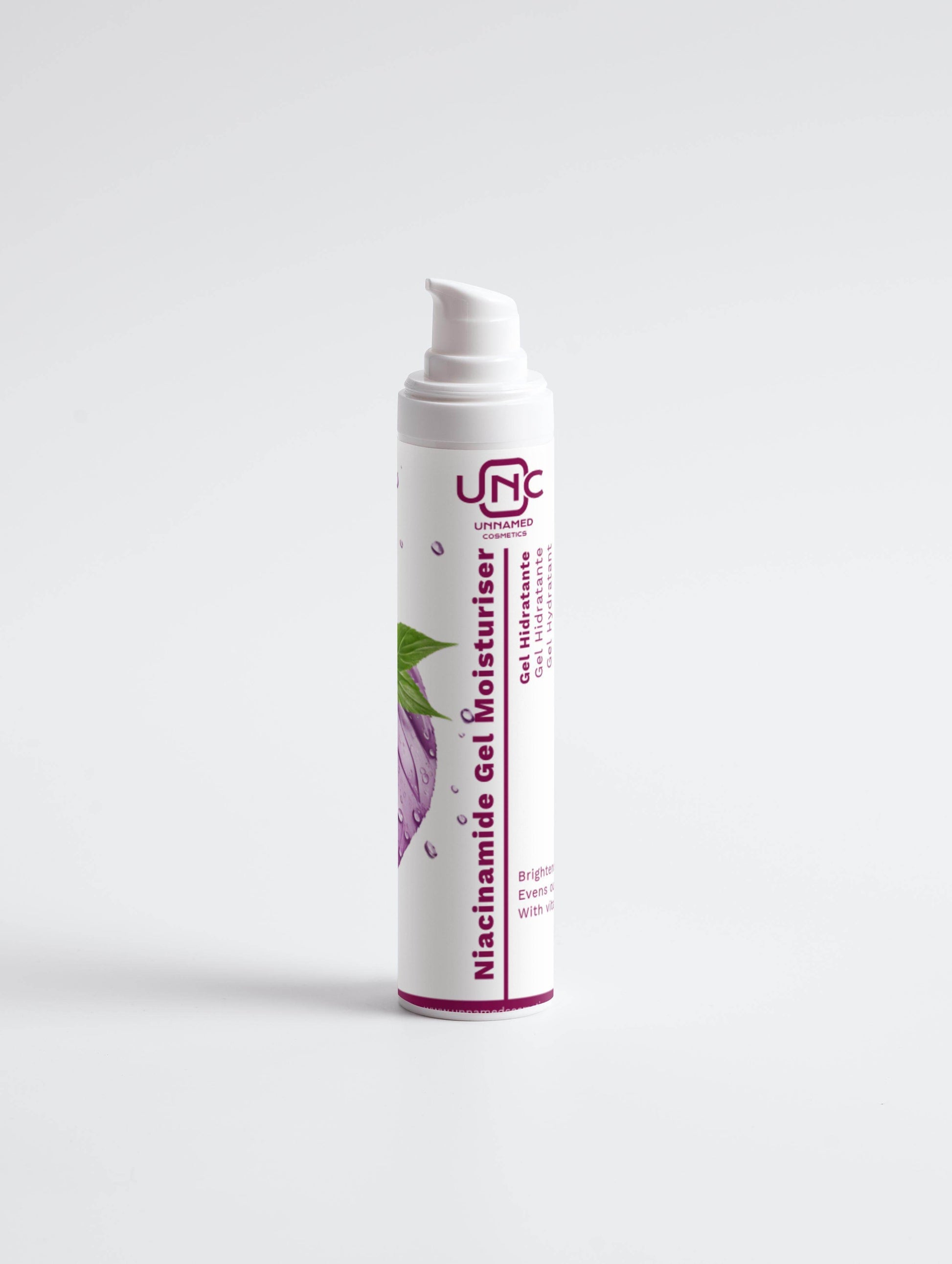 Niacinamide Gel Moisturiser - All skin types (Skin type),Allergen Label Free (Claims),Brightens,Dark spots (Concern),Dry (Skin type),Evens out skin tone,face-care,Gluten Free (Claims),Moisturiser (Type),Niacinamide (B3) (Active ingredients),Nut Free (Claims),Vegan (Claims),White (Packaging color),With vitamin B3 - Unnamed Cosmetics